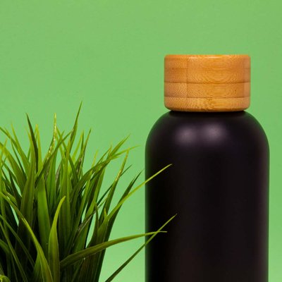 Botella Doble Pared INOX Tapón Bambú