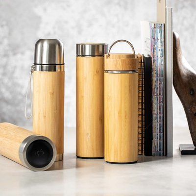 Botella ecológica en acero inoxidable y bambú 500ml