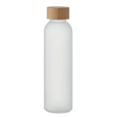 Botella Esmerilada con Bambú 500ml Blanco Transparente
