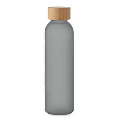 Botella Esmerilada con Bambú 500ml Gris Transparente