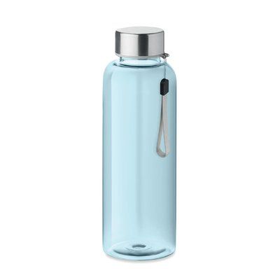 Botella personalizada de agua  con corre en tritán sin BPA 500ml Azul Claro Transparente