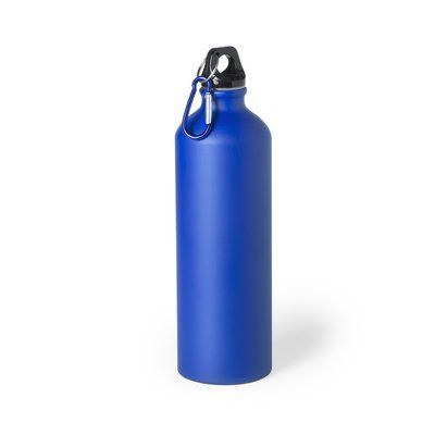 Botella personalizada de aluminio con mosquetón (800ml) Azul