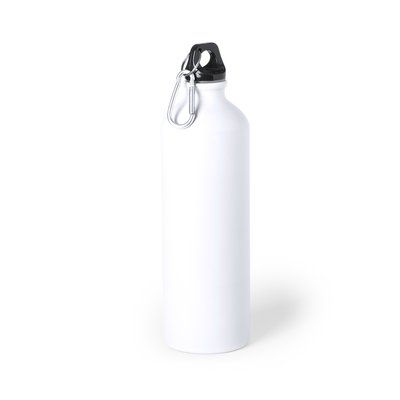Botella personalizada de aluminio con mosquetón (800ml) Blanco