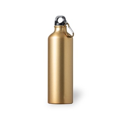 Botella personalizada de aluminio con mosquetón (800ml) Oro