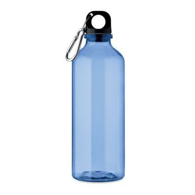Botella RPET 500ml traslúcida con mosquetón Azul Transparente