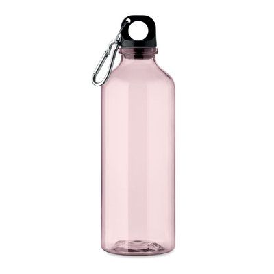 Botella RPET 500ml traslúcida con mosquetón Rosa Transparente