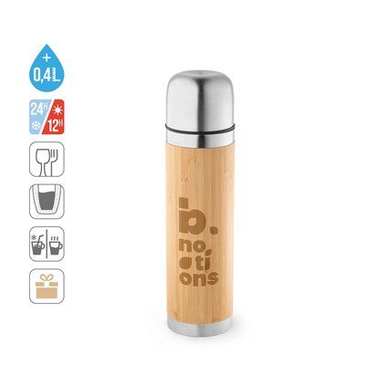 Botella termo 450ml de bambú y acero inox