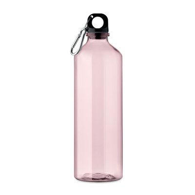 Botella translúcida RPET con mosquetón 750ml Rosa Transparente