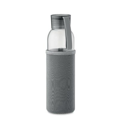 Botella Vidrio Reciclado 500ml con Funda Gris Piedra