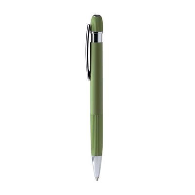 Bolígrafo de aluminio de agarre rayado Verde Salvia Tinta Azul