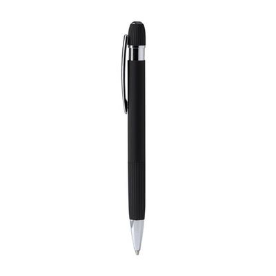 Bolígrafo de aluminio de agarre rayado Negro Tinta Azul