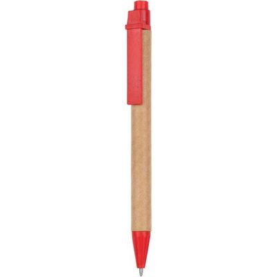 Bolígrafo Cartón PP y Fibra Trigo Rojo
