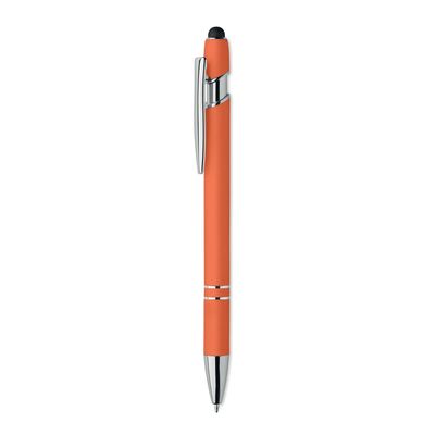Bolígrafo de aluminio reciclado con acabado gomoso Naranja