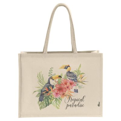 Bolsa de compra de algodón con asas largas y laminado