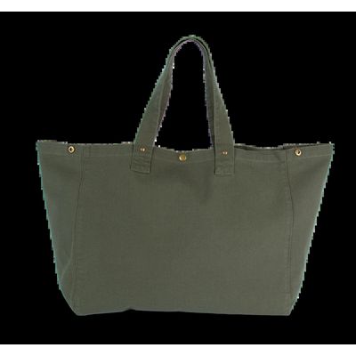 Bolsa shopper de algodón con bolsillo interior Washed Kombu Green