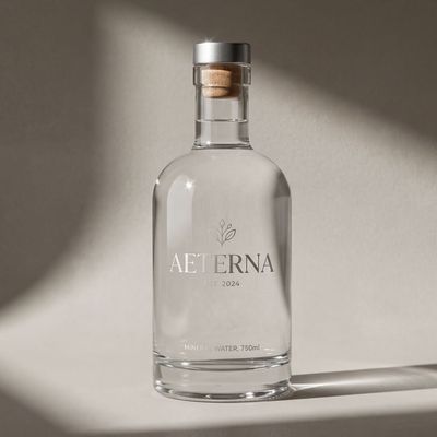 Botella de cristal con tapón de aluminio Plata