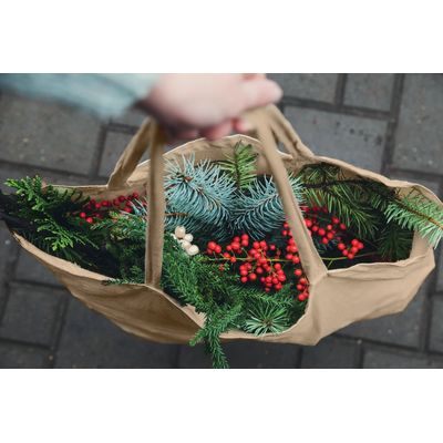 Bolsa de colores de algodón reciclado asas largas