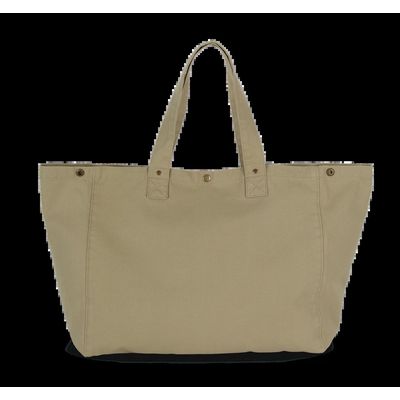 Bolsa shopper de algodón con bolsillo interior Washed Olive Gray