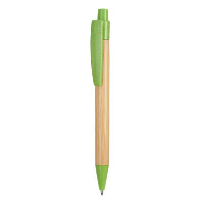 Bolígrafo de bambú y accesorios de fibra eco Verde Oasis/Crudo Tinta Azul