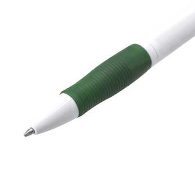 Bolígrafo blanco con clip y cómoda empuñadura a color