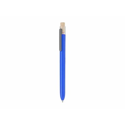 Bolígrafo azul con pulsador de bambú Azul
