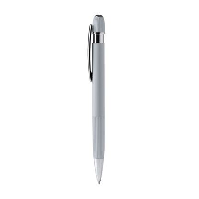 Bolígrafo de aluminio de agarre rayado Gris Tinta Azul