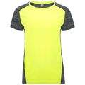 Camiseta Técnica Mujer Doble Tejido Bicolor Amarillo Fluor/Negro Vigore L
