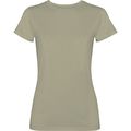 Camiseta mujer algodón efecto desgastado Kaki Claro Lavado L