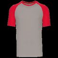Camiseta bicolor manga corta hombre Light Grey / Red Xl