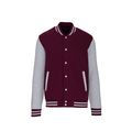Cazadora béisbol unisex Wine / Oxford Grey Xl