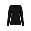 Camiseta manga larga mujer y cuello redondo Black Xl