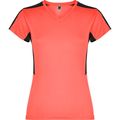 Camiseta técnica mujer manga corta Coral Fluor/Negro S