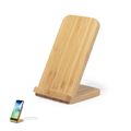 Cargador de bambú con soporte para smartphones