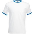 Camiseta de algodón con cuello contrastado White / Royal Blue 3Xl