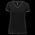 Camiseta de punto piqué mujer Black / Light Grey / White Xl