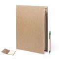 Carpeta en resistente cartón reciclado rígida y boligrafo