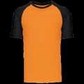 Camiseta bicolor manga corta hombre Orange / Black Xl