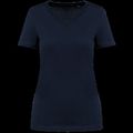 Camiseta algodón cuello pico mujer Deep Navy Xs