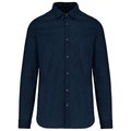 Camisa de lino y algodón para hombre Azul S