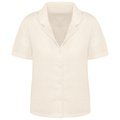 Camisa de lino manga corta para mujer Ivory S