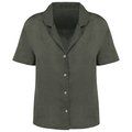 Camisa de lino manga corta para mujer Organic Khaki L