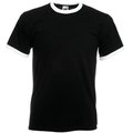 Camiseta de algodón con cuello contrastado Black / White XXL