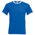 Camiseta de algodón con cuello contrastado Royal Blue / White 3XL