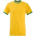 Camiseta de algodón con cuello contrastado Sunflower / Kelly Green XXL