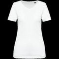 Camiseta algodón cuello pico mujer White M