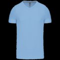Camiseta de algodón con cuello de pico Sky Blue M