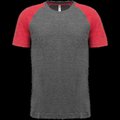 Camiseta bicolor Cuello redondo Grey Heather / Sporty Red Heather XL