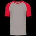 Camiseta bicolor manga corta hombre Light Grey / Red Xl