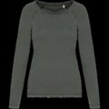 Camiseta de chica Mangas raglán Cuello redondo Washed Organic Khaki L