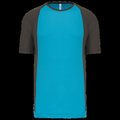 Camiseta deportiva bicolor manga corta Light Turquoise / Dark Grey 4XL